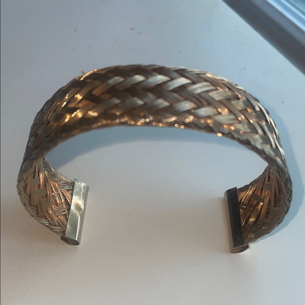 Vintage Woven Metal Cuff Bracelet